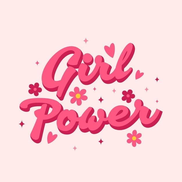 Girl Power Trendy retro slogan quote in 60s 70s style Card poster print social media template