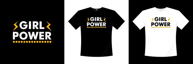 Vettore design t-shirt tipografia power girl