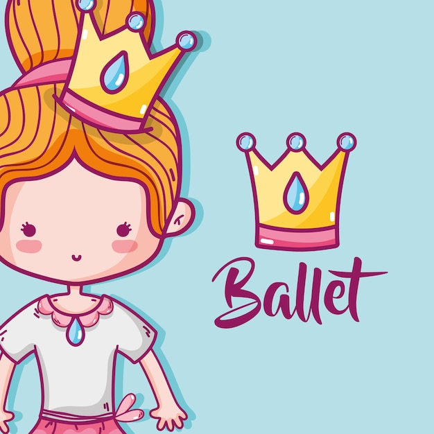 Vector girl practice ballet to elegant preformer vector illustration