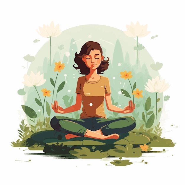 Vector girl_practicing_yoga_in_the_garden_vector