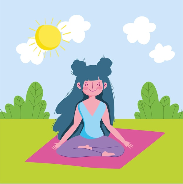 Vector girl practicing yoga