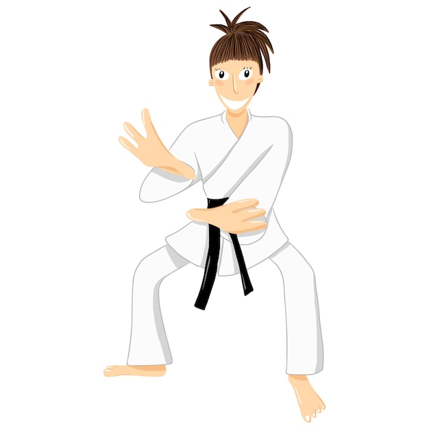 Girl practising karate or judo vector illustration