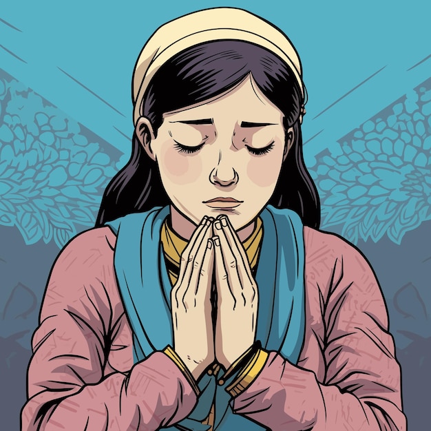 Vector a girl praying vector illustration