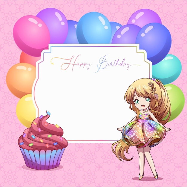 Premium Vector  Girl princess happy birthday invitation