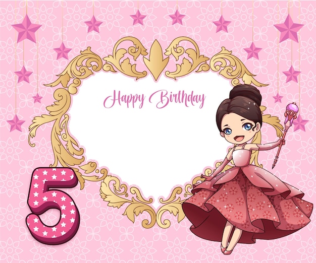 girl princess happy birthday invitation