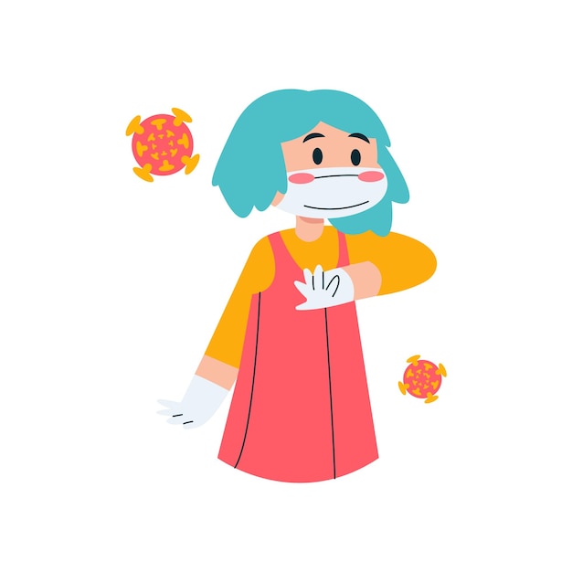 Vector girl protection vector illustration child health during covid flu