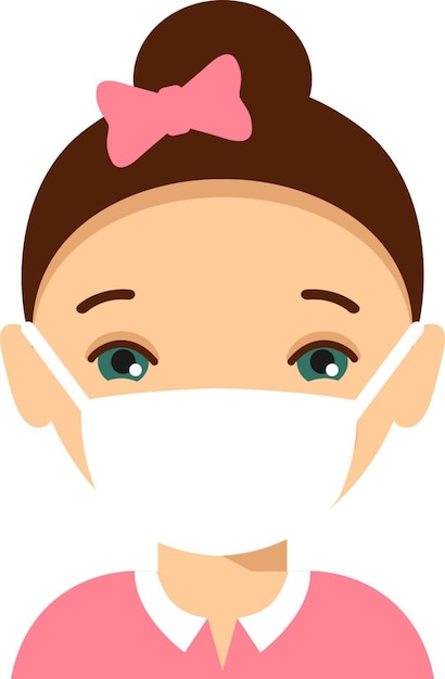 Girl in a Protective Mask from Virus Illustration
