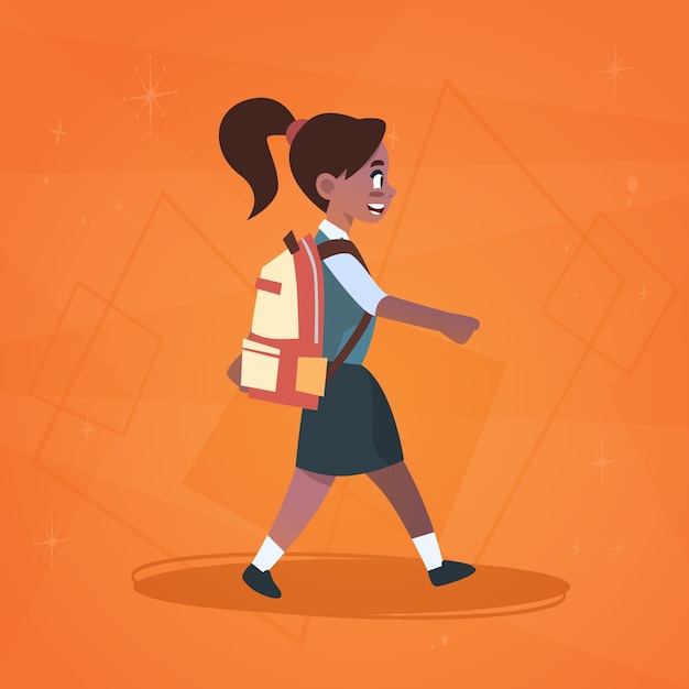 Girl pupil walking to school