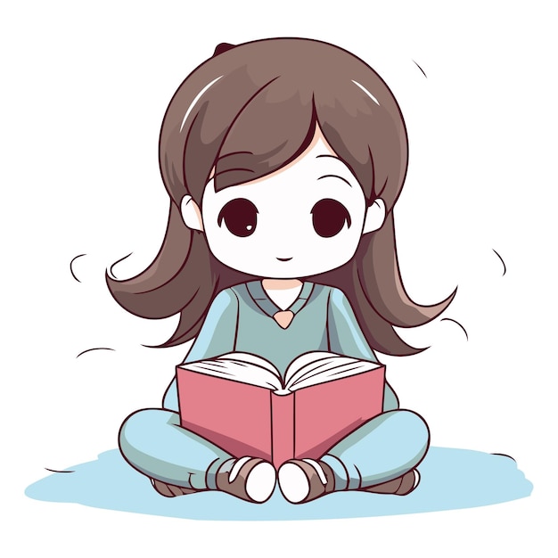 벡터 girl reading a book of a girl reading a book