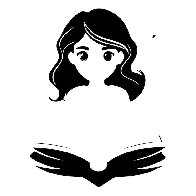 Vector girl reading a book cute cartoon character vector illustration