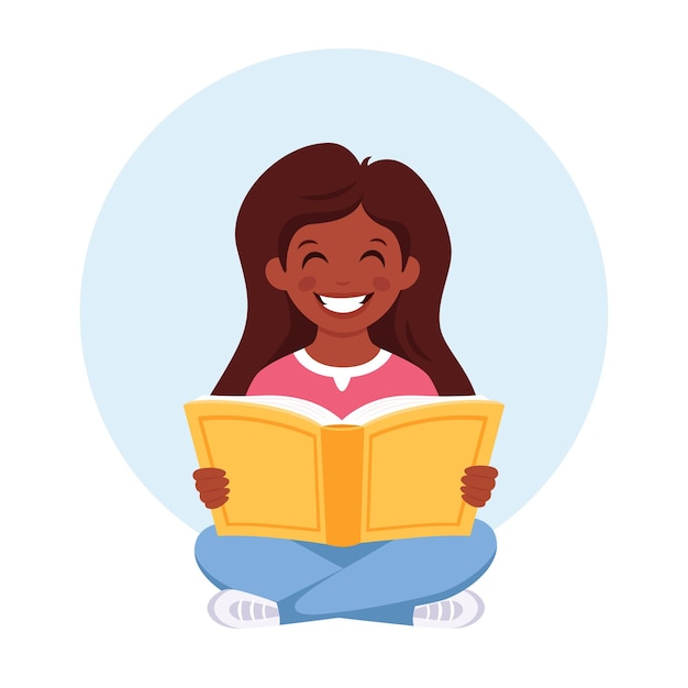 책을 읽는 소녀 책 벡터 일러스트와 함께 공부하는 소녀