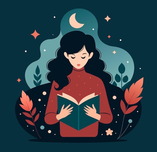 Ragazza che legge un libro illustrazioni