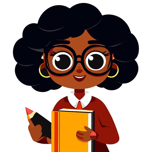 Vector girl reading book studying lover hand drawn flat stylish cartoon sticker icon concept isolated