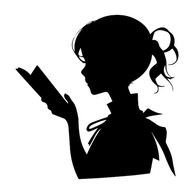 girl reading book vector silhouette