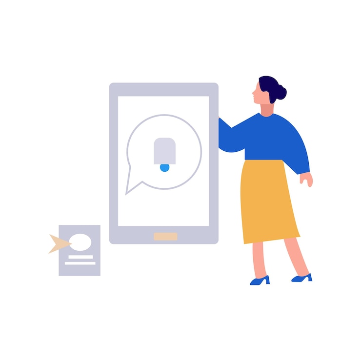 Vector the girl receives a notification