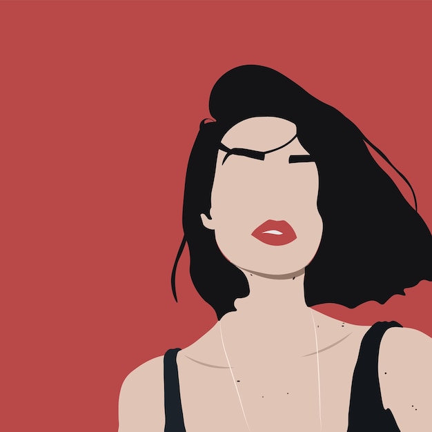 Vector girl on red background