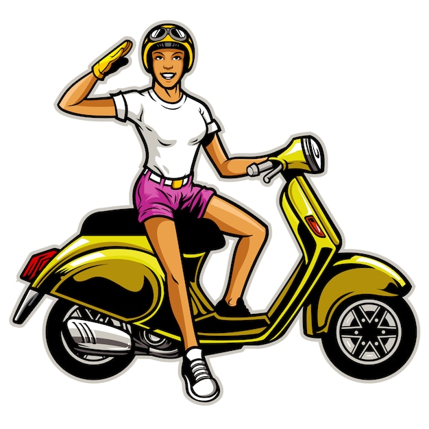 Vector girl ride the scooter