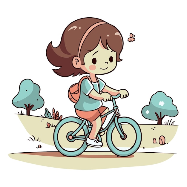 Girl riding a bicycle in the park of a girl riding a bicycle