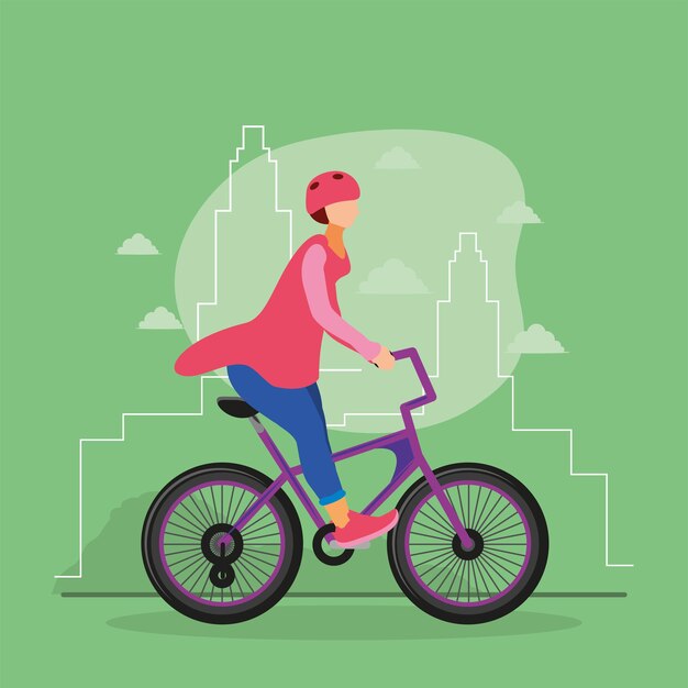 Vector girl riding bicycle