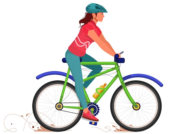 Vector girl riding bicycle