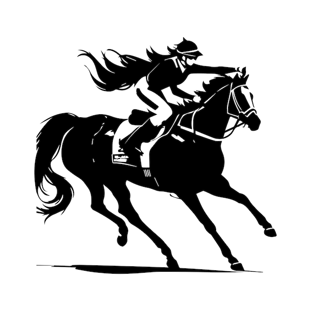 Vector a girl riding horse vector silhouette black color