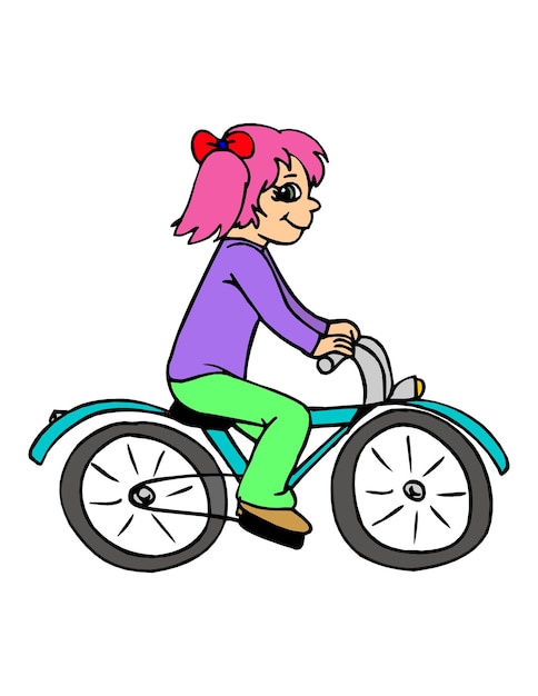 Girl riding and playing with bicycle