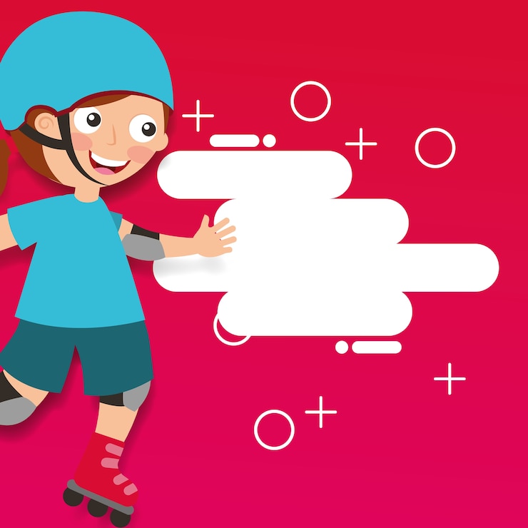 Vector girl riding roller skating sport kids activity
