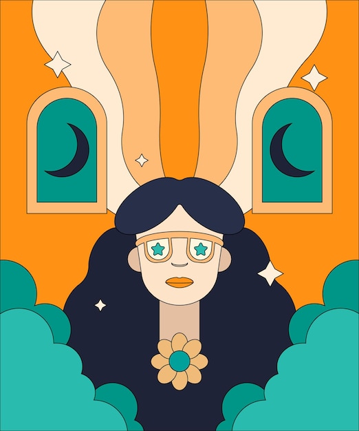 Vector girl rissing illustration flat design