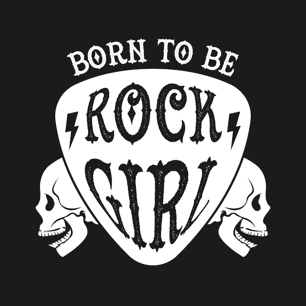 Vector girl rocker t shirt design. rock star embroidery patch design series