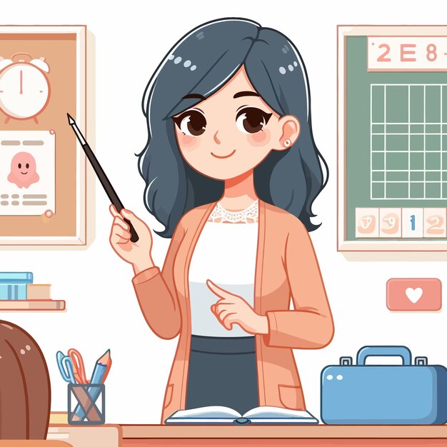 Vector a girl in a room with a picture of a girl with a paintbrush