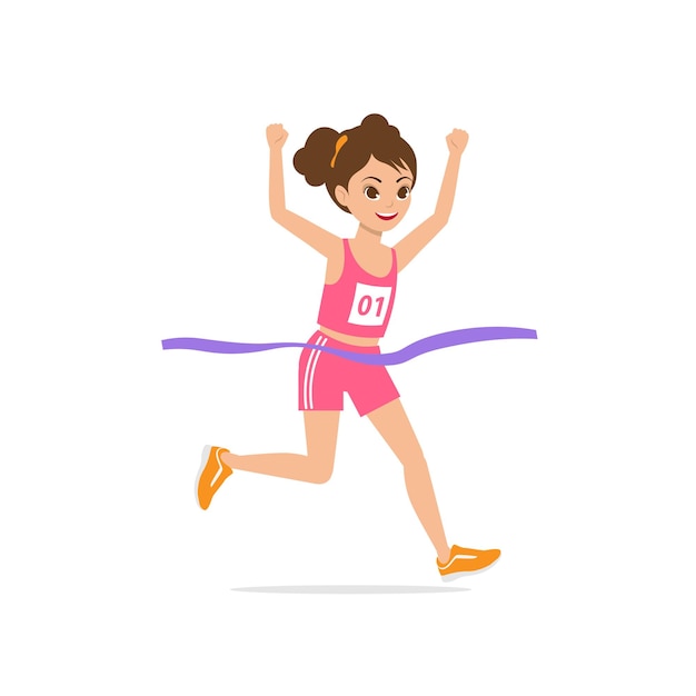 Girl running in a marathon race finishing line