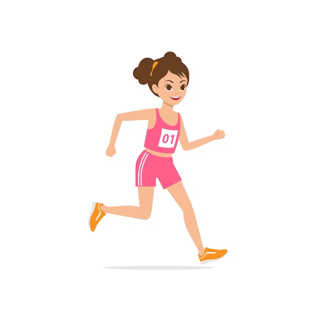 Girl running in a marathon race