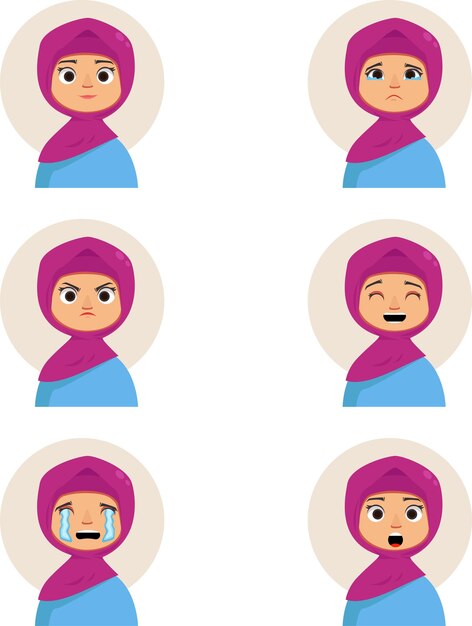 Vector girl's expressions