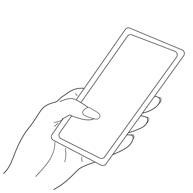 Line art drawing hand with mobile phone Hand Holding Mobile arm with  cell lin  Aff hand mobile  How to draw hands Line art drawings  Hand holding phone