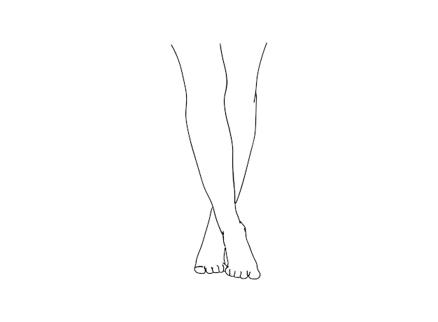 Vector girl's legs single-line art tekening zet lijn vectorillustratie voort