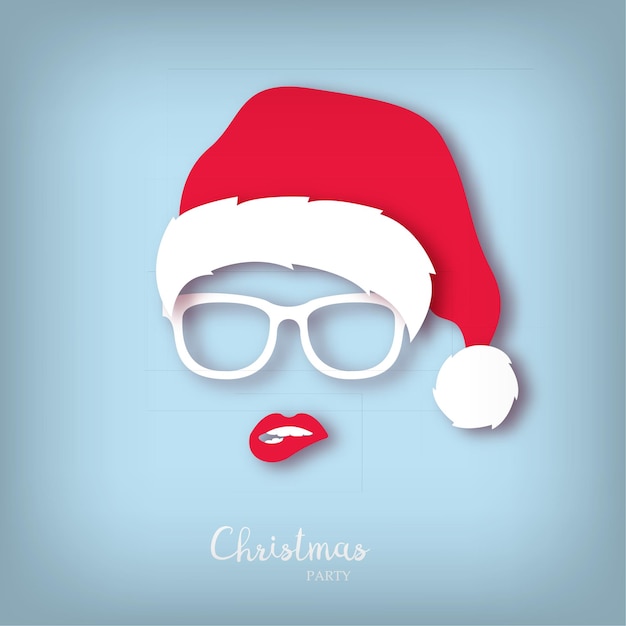 Vector girl santa with red lips