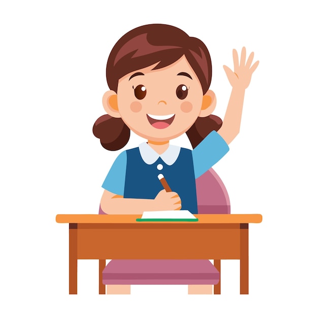 学校の制服を着た女の子が手を振っている