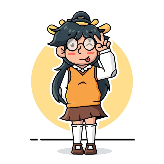 Girl in School Uniform With Glasses