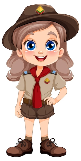 Girl scout in uniform cartoon character