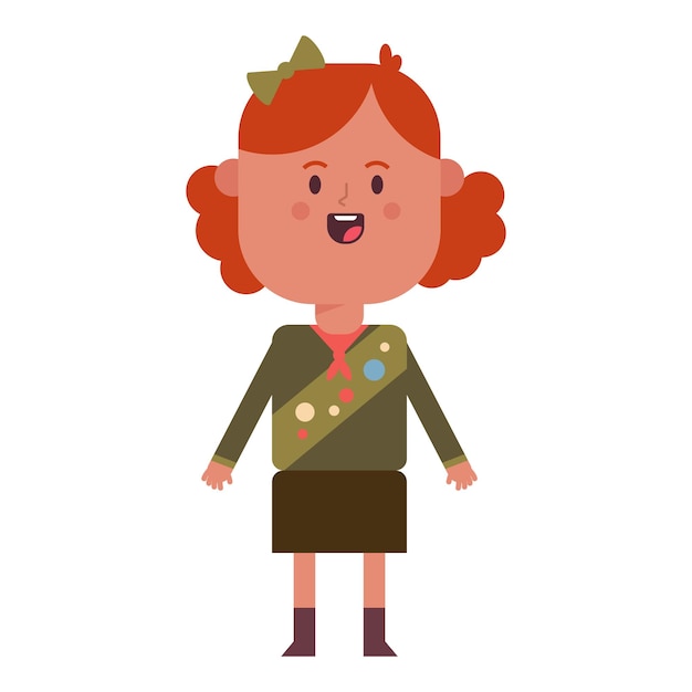 Girl scout vector cartoon character illustration