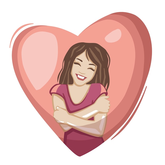 Vector girl self love harmony self acceptance icon symbol