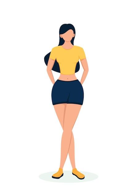 Vector girl in shorts