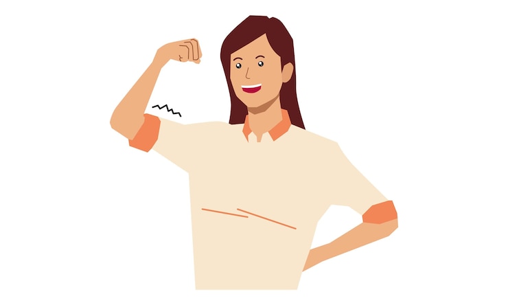 Vector girl shows her biceps