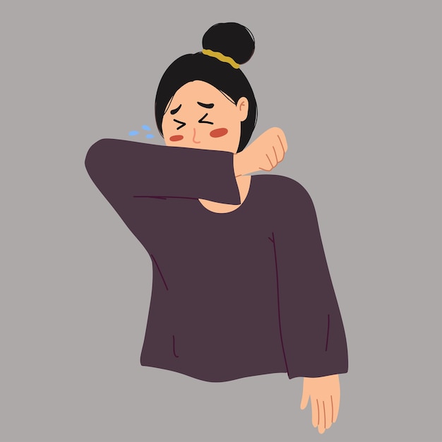여자 아픈 재채기 그림