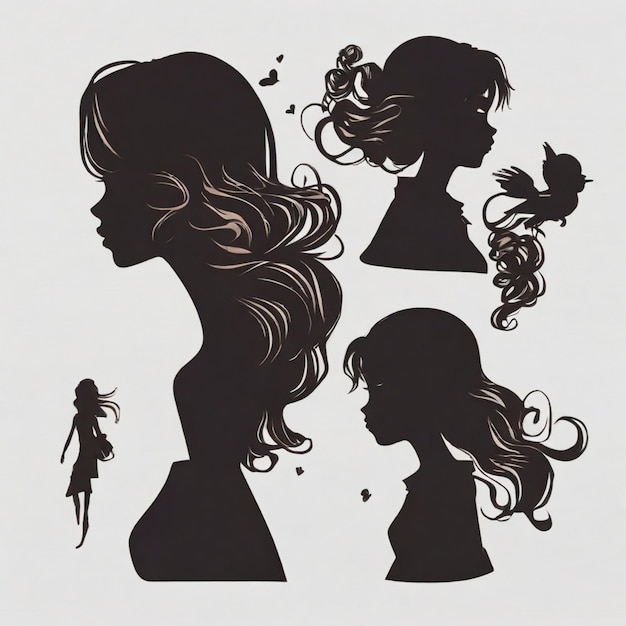 Vector girl silhouettes vector background