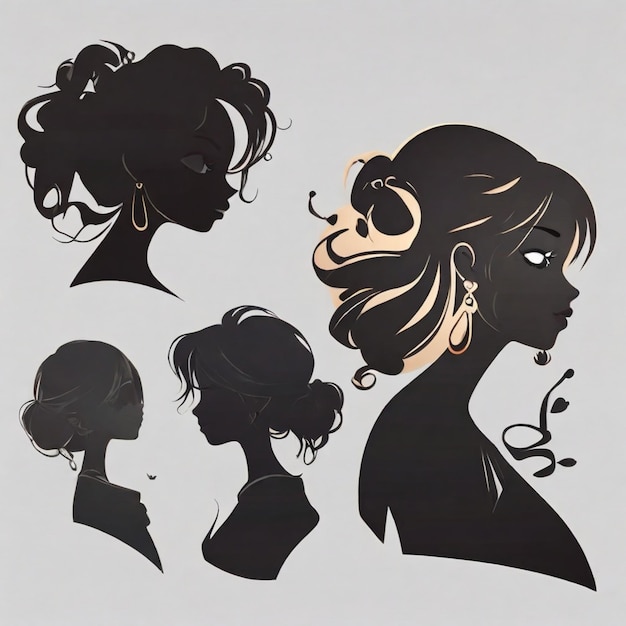 Girl silhouettes vector background