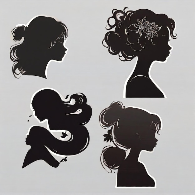 Girl silhouettes vector background