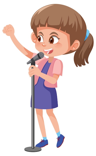 A girl singer character on white background