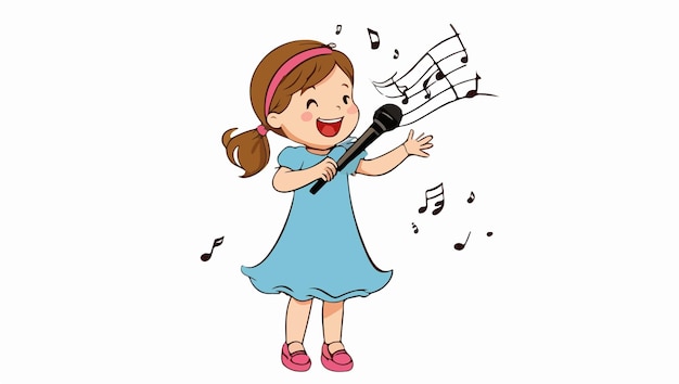 Girl Singing Vector Illustration