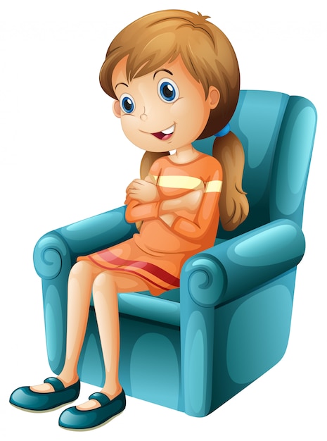 Vector a girl sitting on a chair